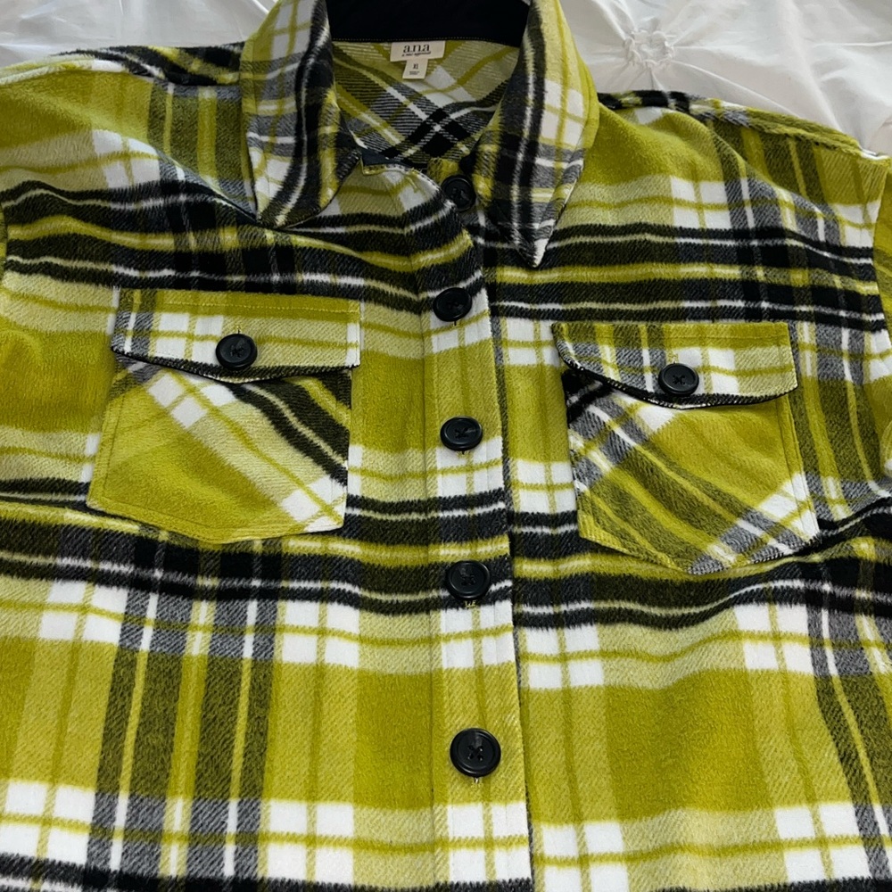 a.n.a Yellow and Black Plaid Blazer